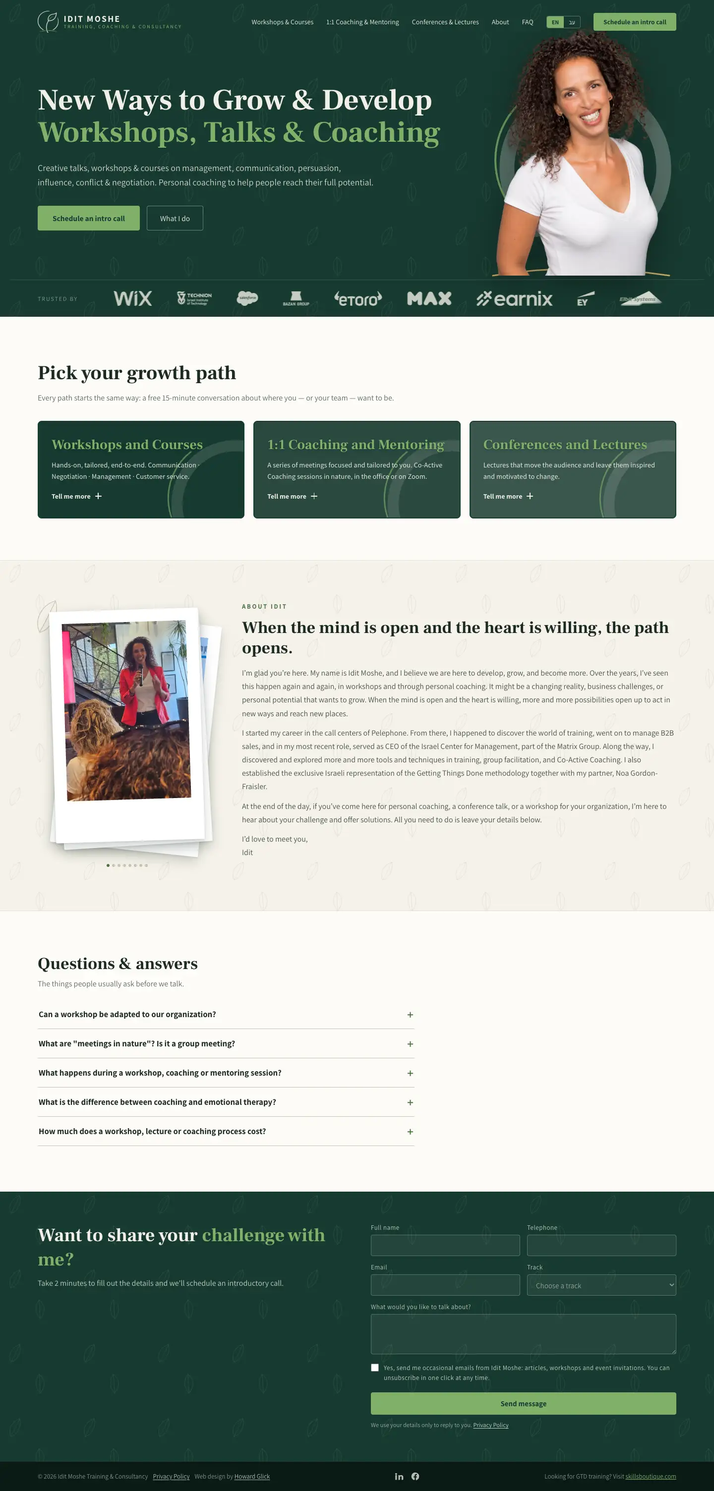 The Idit Moshe homepage, English side